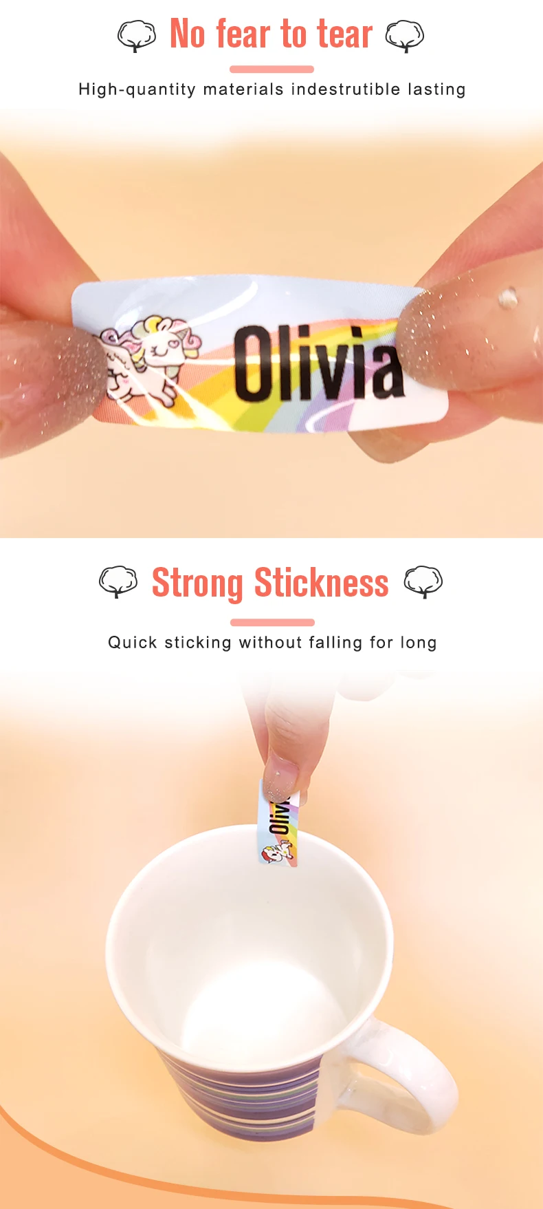 Custom Name Sticker Hebrew Waterproof Self-adhesive Baby Personalized Kids School Label Kindergarten Stationery Tag