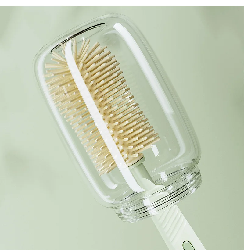 Baby Silicone Bottle Brush Portable Straight Handle Cleaning Tool Set 360° Rotating Drying Rack Combination Bottle Washing Brush