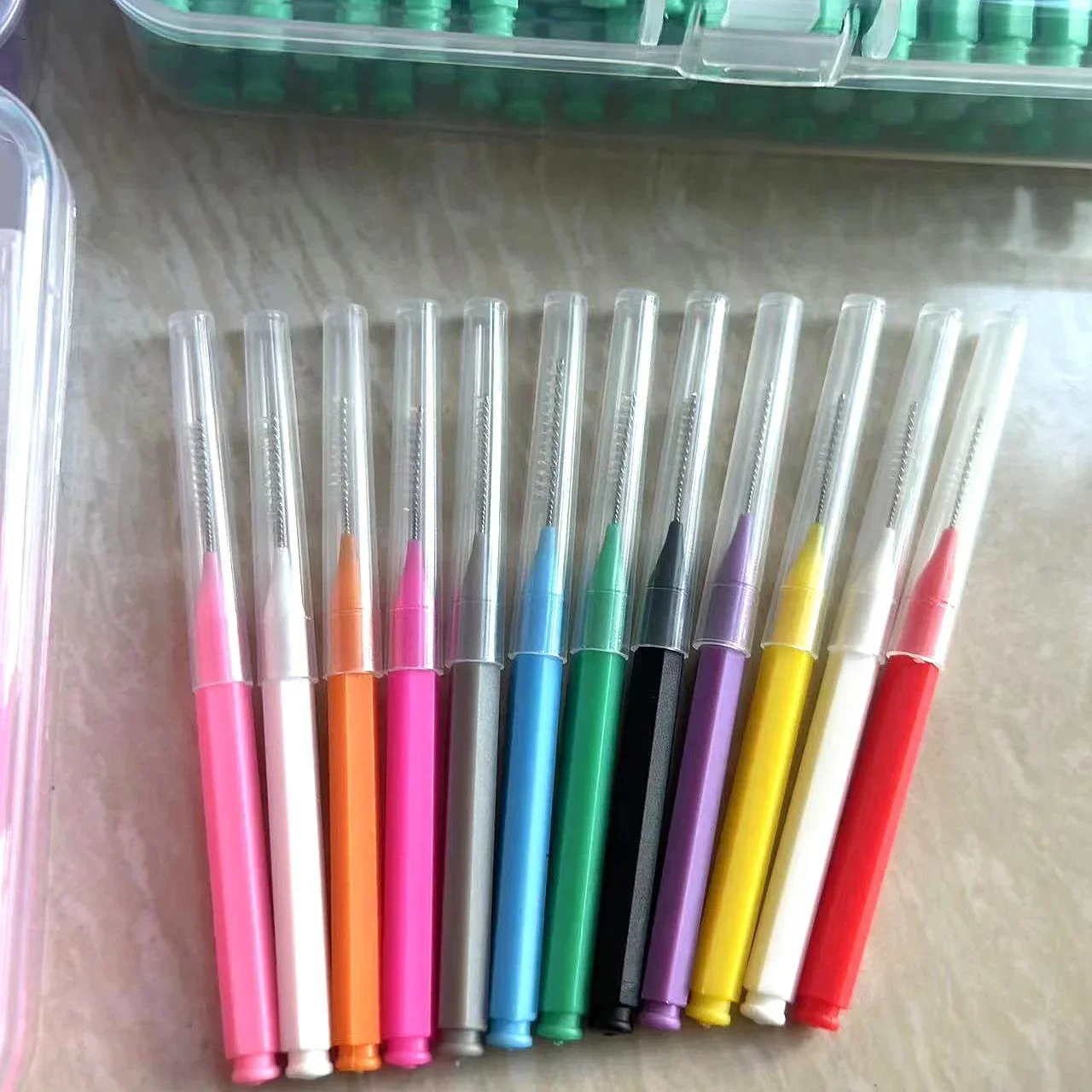 New 100Pcs/Box I-type Push Pull Interdental Brush 0.6-1.5Mm Cleaning Between Teeth Oral Care Orthodontic I Shape Tooth Floss