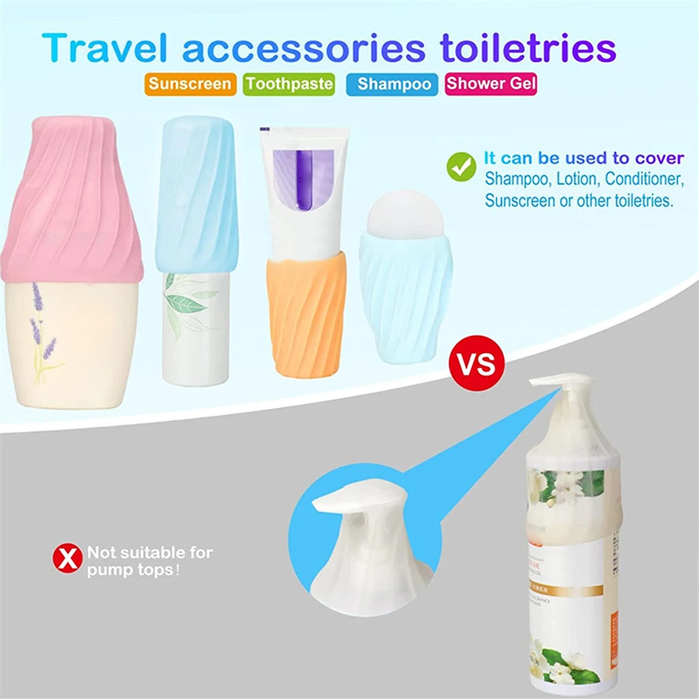 Silicone Travel Bottle Covers Reusable Flexible Toiletry Cover For All Travel Sized Toiletries