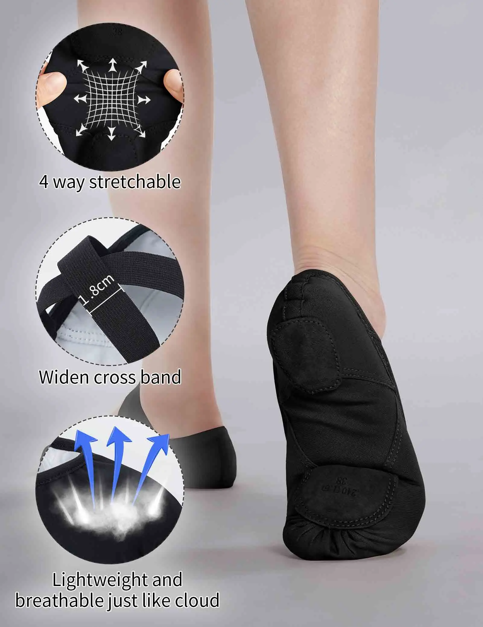 Women High Stretch Pro Ballet Shoes Ultralight Dance Shoes Soft Sole Ballet Flats Adult Snug Wear-resistant Non-slip Ballet Shoe