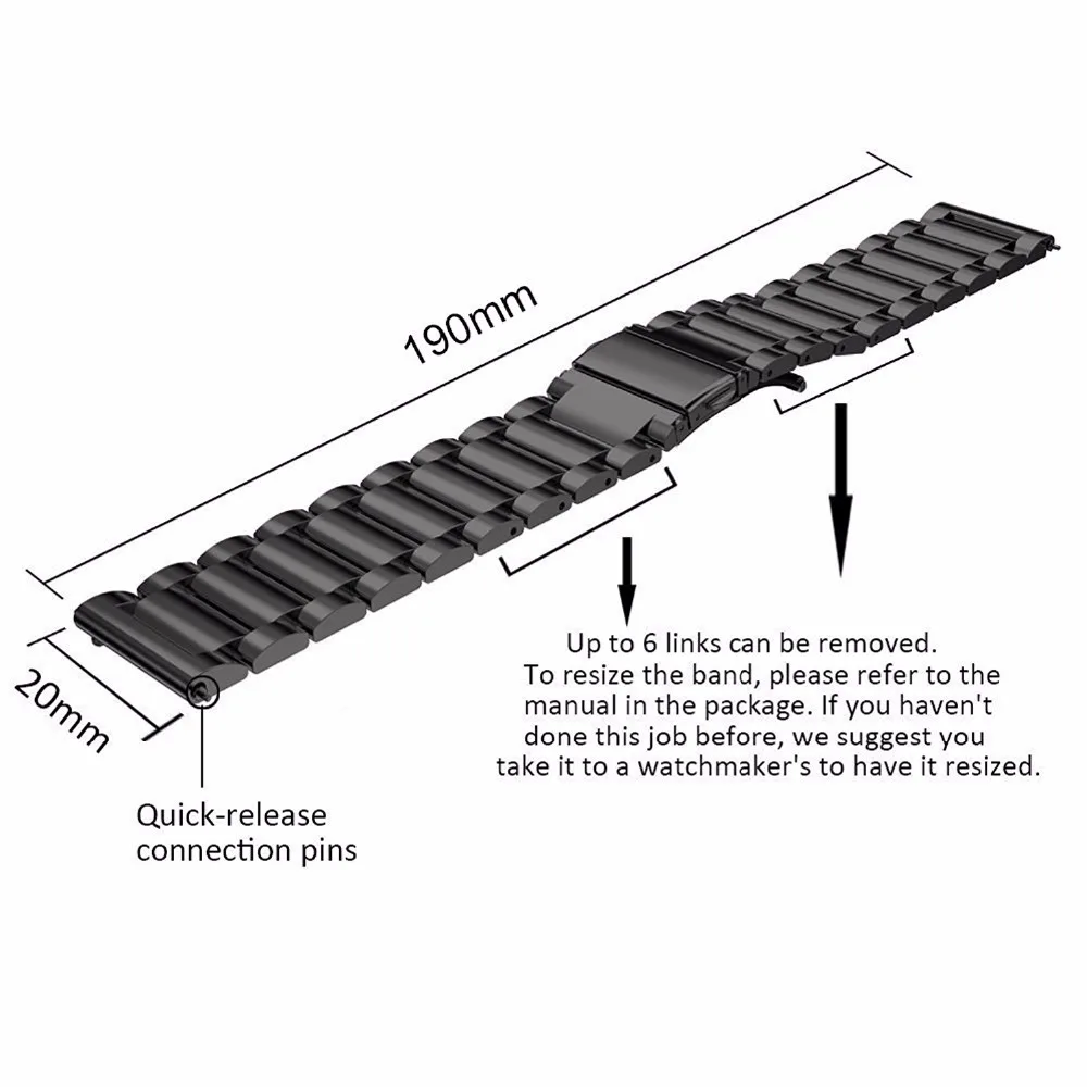 20mm 22mm Stainless Steel Strap for Samsung Galaxy Watch 7 6 5 4 5Pro 40/44mm 6 Classic 43mm 47mm Metal Band for Huawei GT6 4Pro