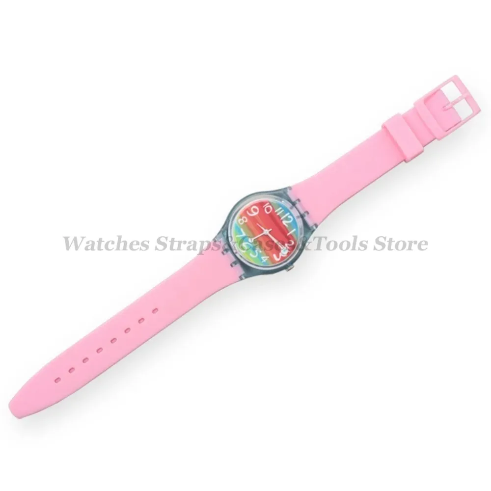 16mm 17mm 19mm 20mm Soft Silicone Bracelet for Swatch Colorful Watchband Watch Strap Replacement Watches Accessories With Tools