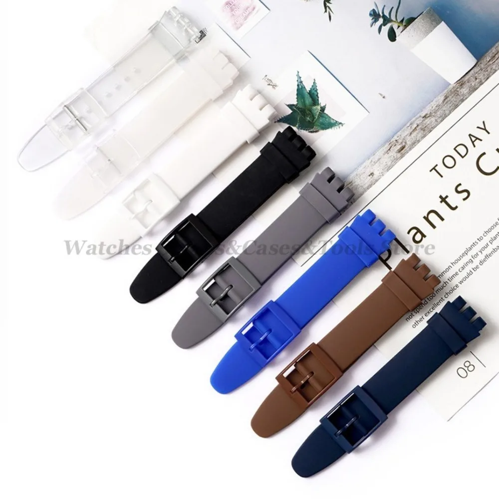16mm 17mm 19mm 20mm Soft Silicone Bracelet for Swatch Colorful Watchband Watch Strap Replacement Watches Accessories With Tools