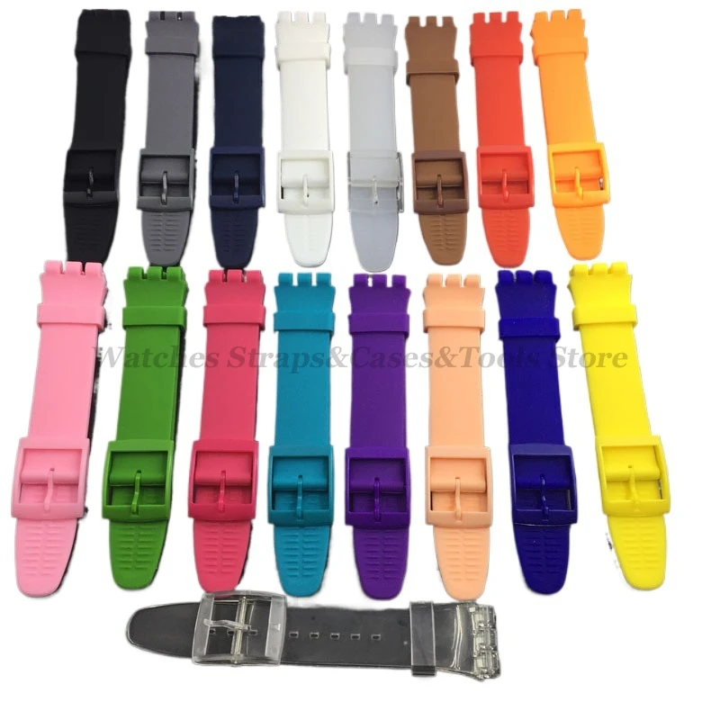 16mm 17mm 19mm 20mm Soft Silicone Bracelet for Swatch Colorful Watchband Watch Strap Replacement Watches Accessories With Tools