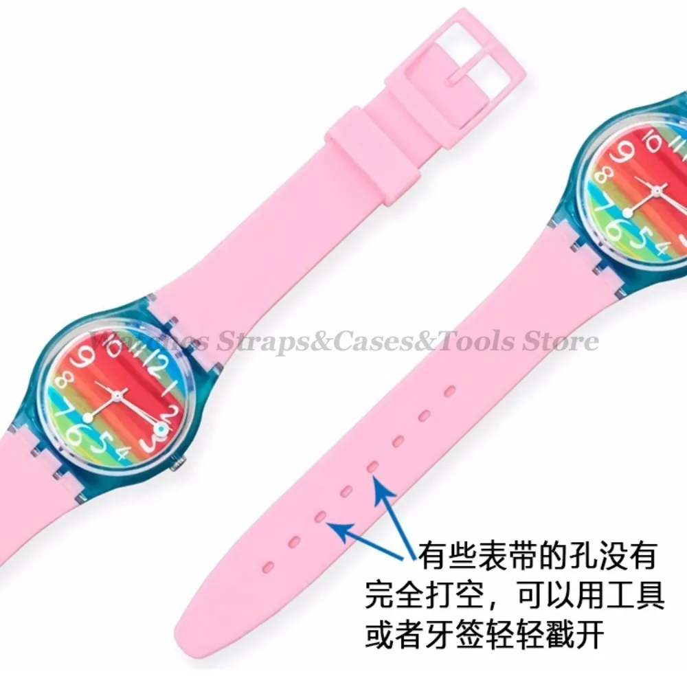 16mm 17mm 19mm 20mm Soft Silicone Bracelet for Swatch Colorful Watchband Watch Strap Replacement Watches Accessories With Tools