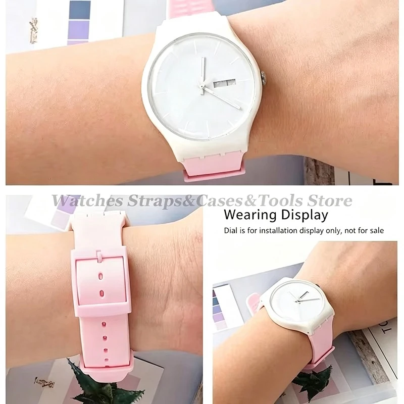 16mm 17mm 19mm 20mm Soft Silicone Bracelet for Swatch Colorful Watchband Watch Strap Replacement Watches Accessories With Tools