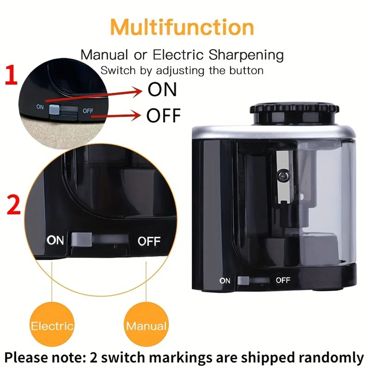 Electric Sharpener Assembly Desktop Automatic Pencil Sharpener Suitable To Pencils (6-8mm) for Students School Office Stationery