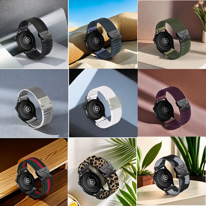 18/20/22mm Quick Release Nylon Loop for Samsung Watch 7 Band Parachute buckle Elastic Strap for Garmin Watch/Huawei GT Watch