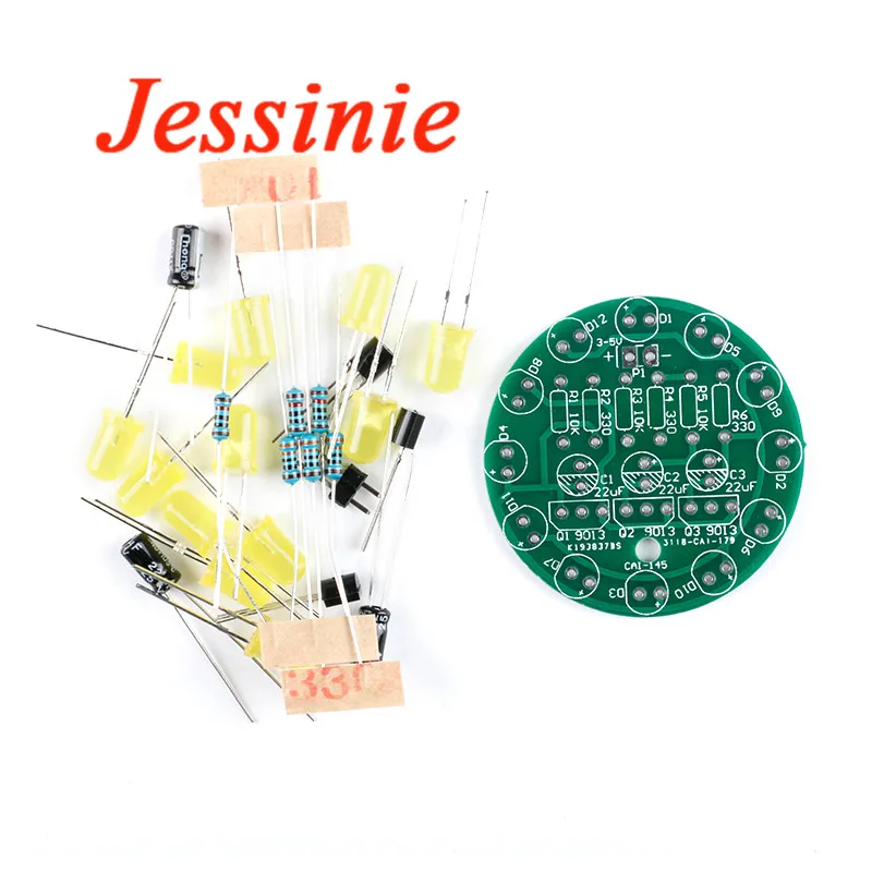 LED Water Light LED Round Water Light Production Kit for Skill Training Soldering Practice Parts Diy Electronic Kit Set