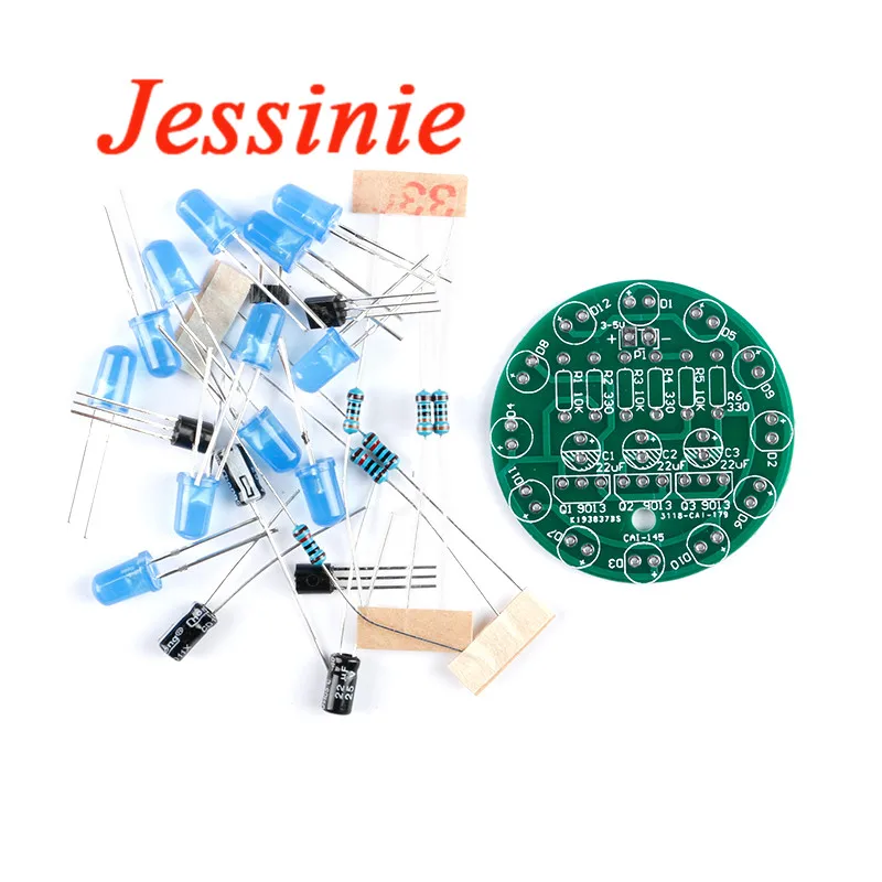 LED Water Light LED Round Water Light Production Kit for Skill Training Soldering Practice Parts Diy Electronic Kit Set