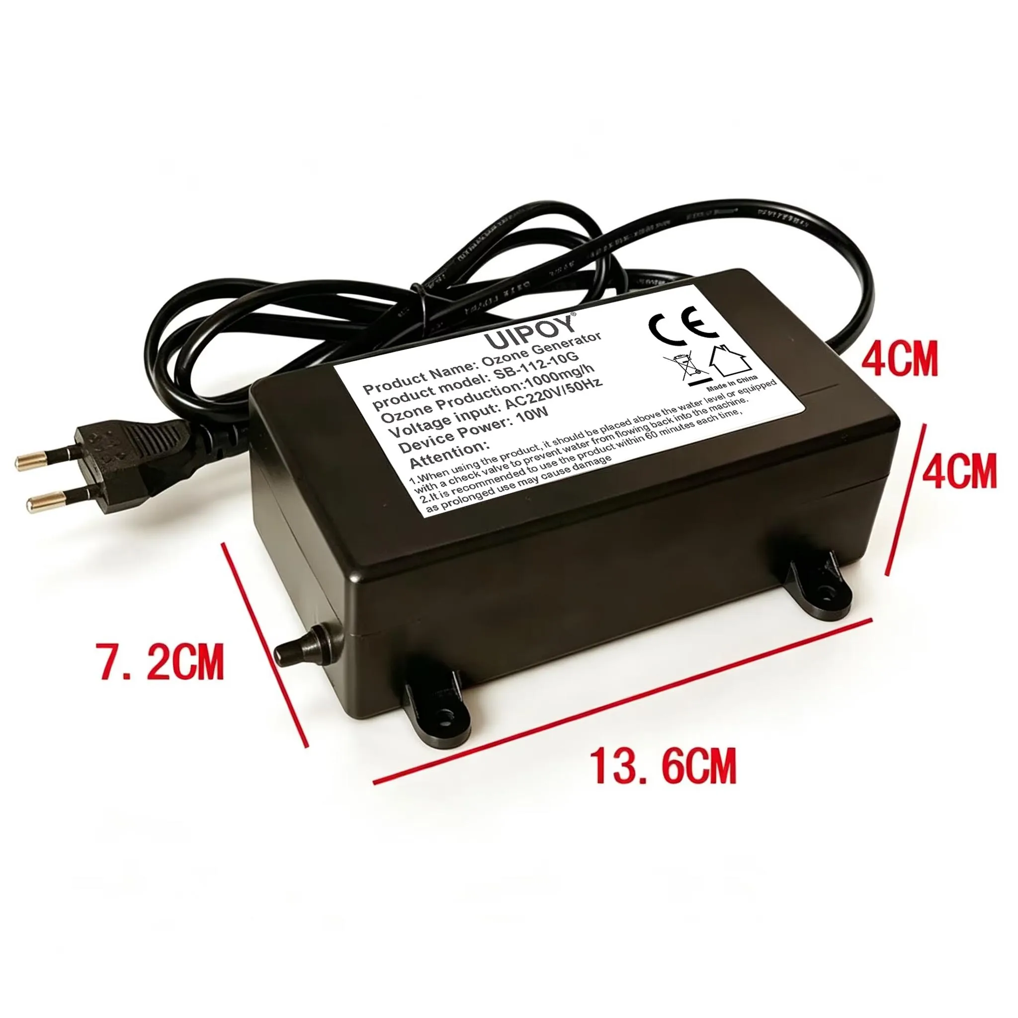 Ozone Generator 1000mg Ozonizer Water Air Purifier Cleaner Treatment Fruit Vegetable Fish Tank Oil For 220V EU Plug 110V US Plug