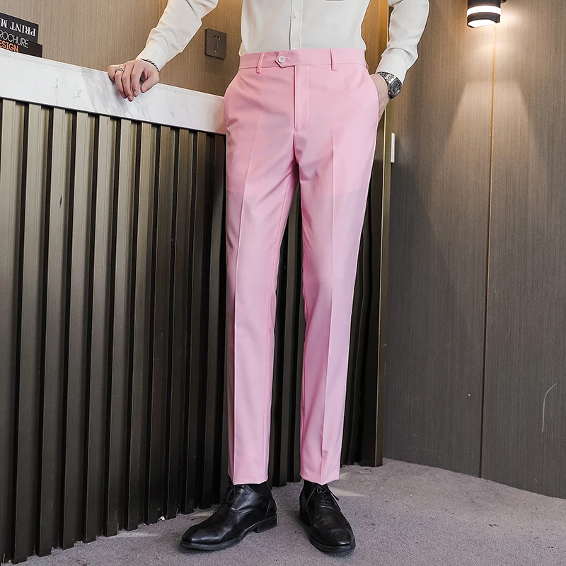 2026 Men Blue Suit Pants,  Formal Slim Dress Trousers, Red Green Black White Pantalones Hombre, Asian Size Man Slacks,M-5XL 6XL
