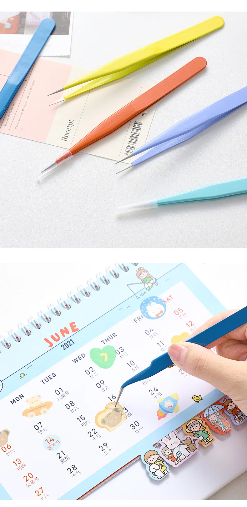 14 Designs Kawaii Cute Macarons Creative Stationery Tweezers DIY Washi Tape Stickers Gadget Multi-tool Tweezers Hand Account
