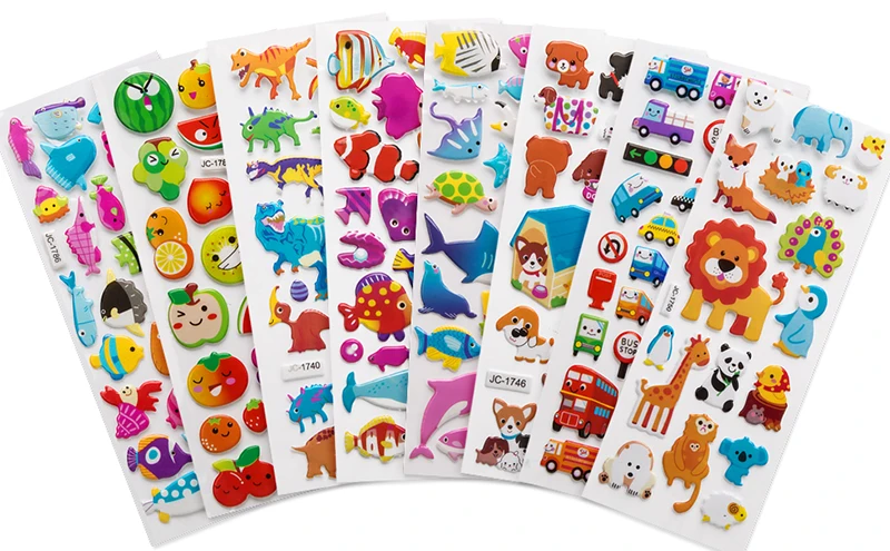 3D Stickers for Kids Toddlers 20/8 Different Sheets 3D Puffy Bulk Sticker Cartoon Education Classic Toy Children Boys Girl Gifts