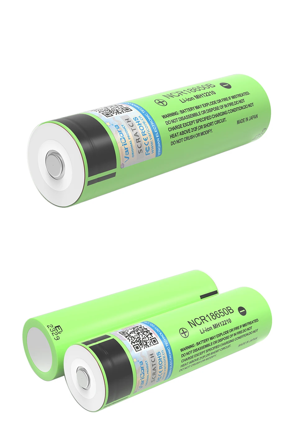 VariCore New NCR18650B 3.7V 3400 mAh 18650 Lithium Rechargeable Battery with Pointed (No PCB) Batteries