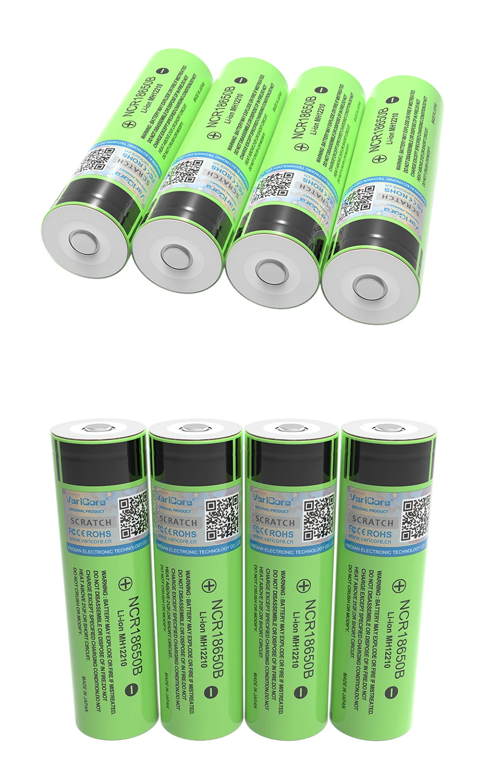 VariCore New NCR18650B 3.7V 3400 mAh 18650 Lithium Rechargeable Battery with Pointed (No PCB) Batteries