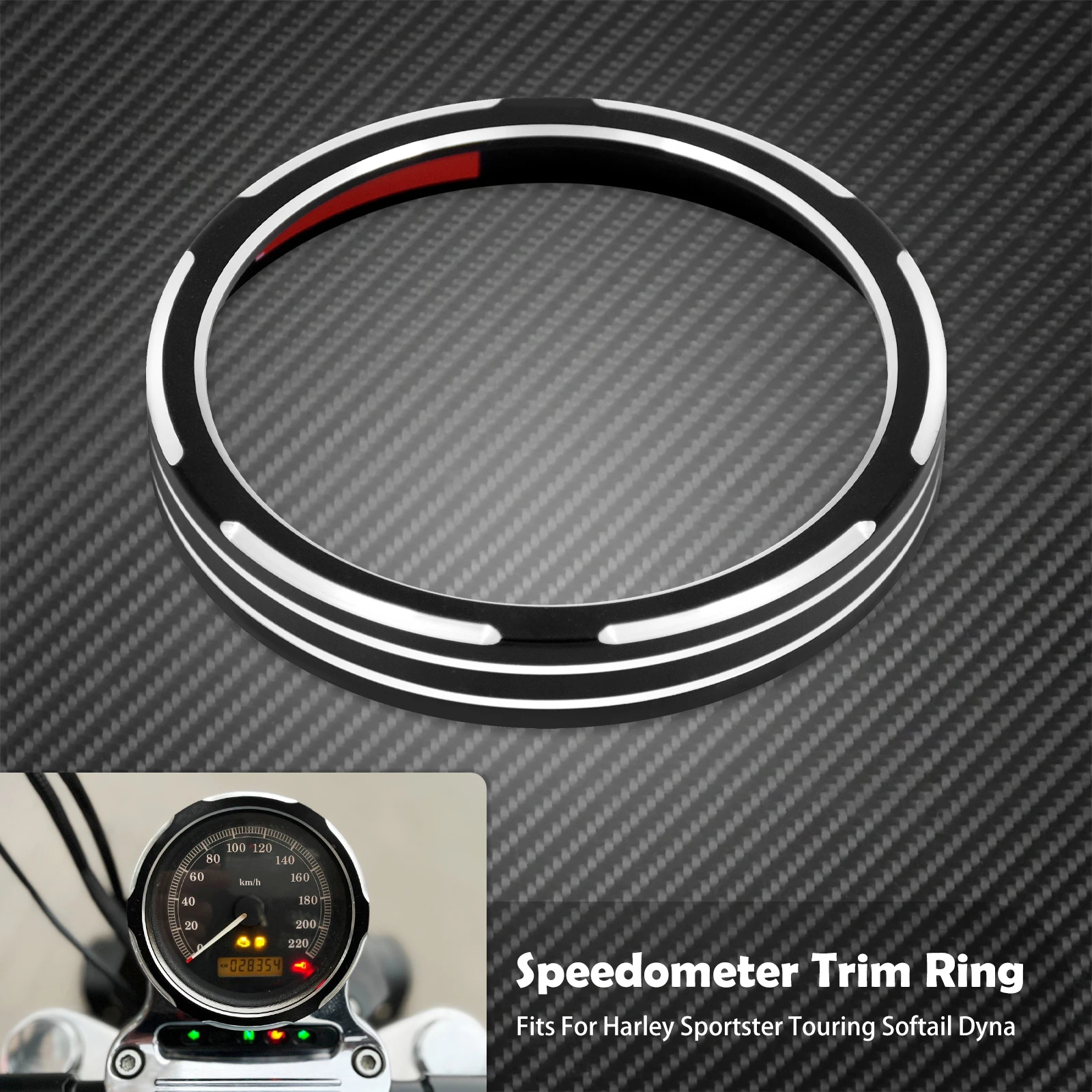 Motorcycle Black Speedometer Trim Bezel Cover Billet CNC Cut For Harley Sportster 883 1200 XL XR Iron Dyna Stree Bob Low Rider