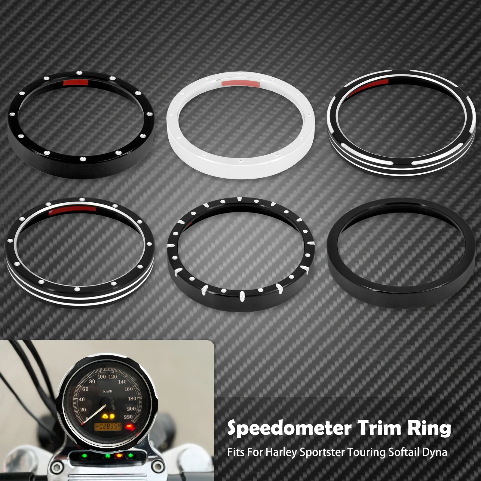 Motorcycle Black Speedometer Trim Bezel Cover Billet CNC Cut For Harley Sportster 883 1200 XL XR Iron Dyna Stree Bob Low Rider