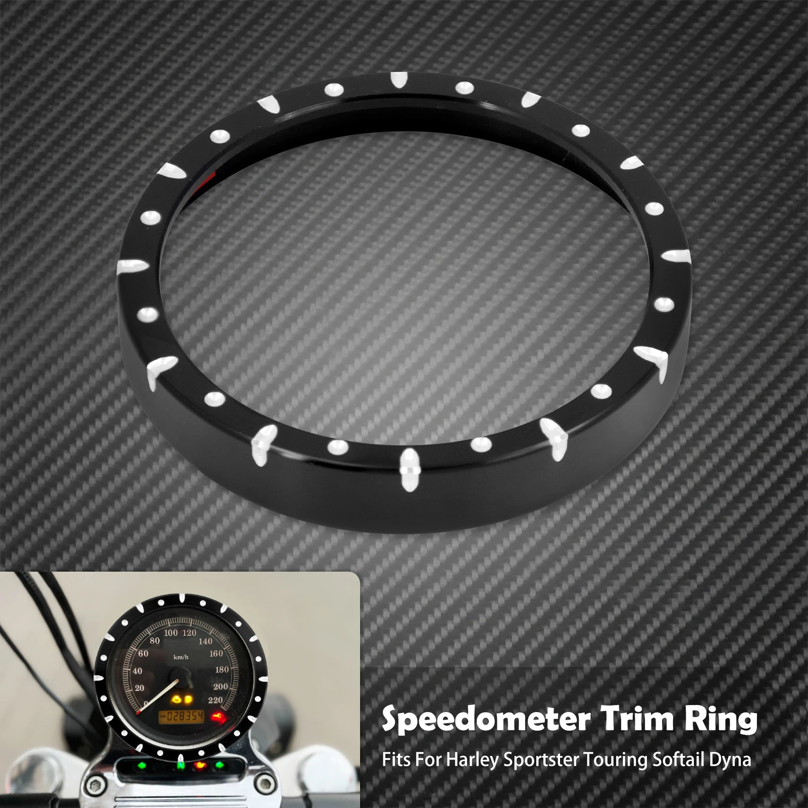 Motorcycle Black Speedometer Trim Bezel Cover Billet CNC Cut For Harley Sportster 883 1200 XL XR Iron Dyna Stree Bob Low Rider