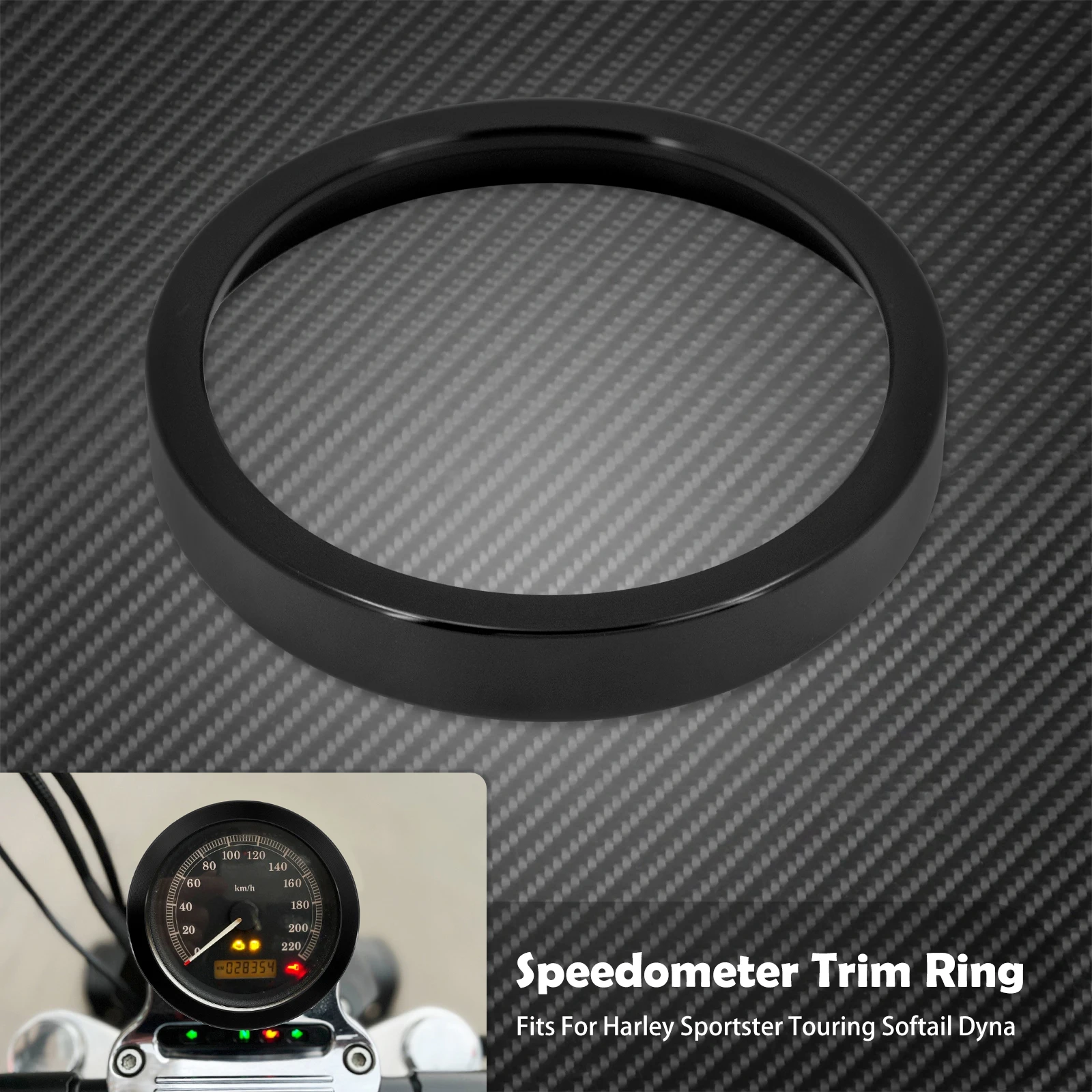 Motorcycle Black Speedometer Trim Bezel Cover Billet CNC Cut For Harley Sportster 883 1200 XL XR Iron Dyna Stree Bob Low Rider
