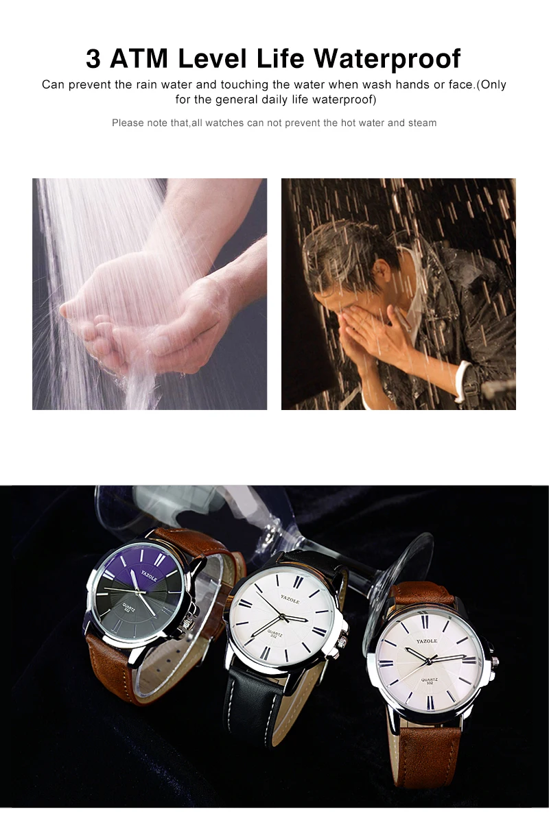 Hot YAZOLE Mens Watches Top Brand Luxury Blue Glass Watch Men Wristwatch Waterproof Leather Roman Men's Watch Male Clock relojes