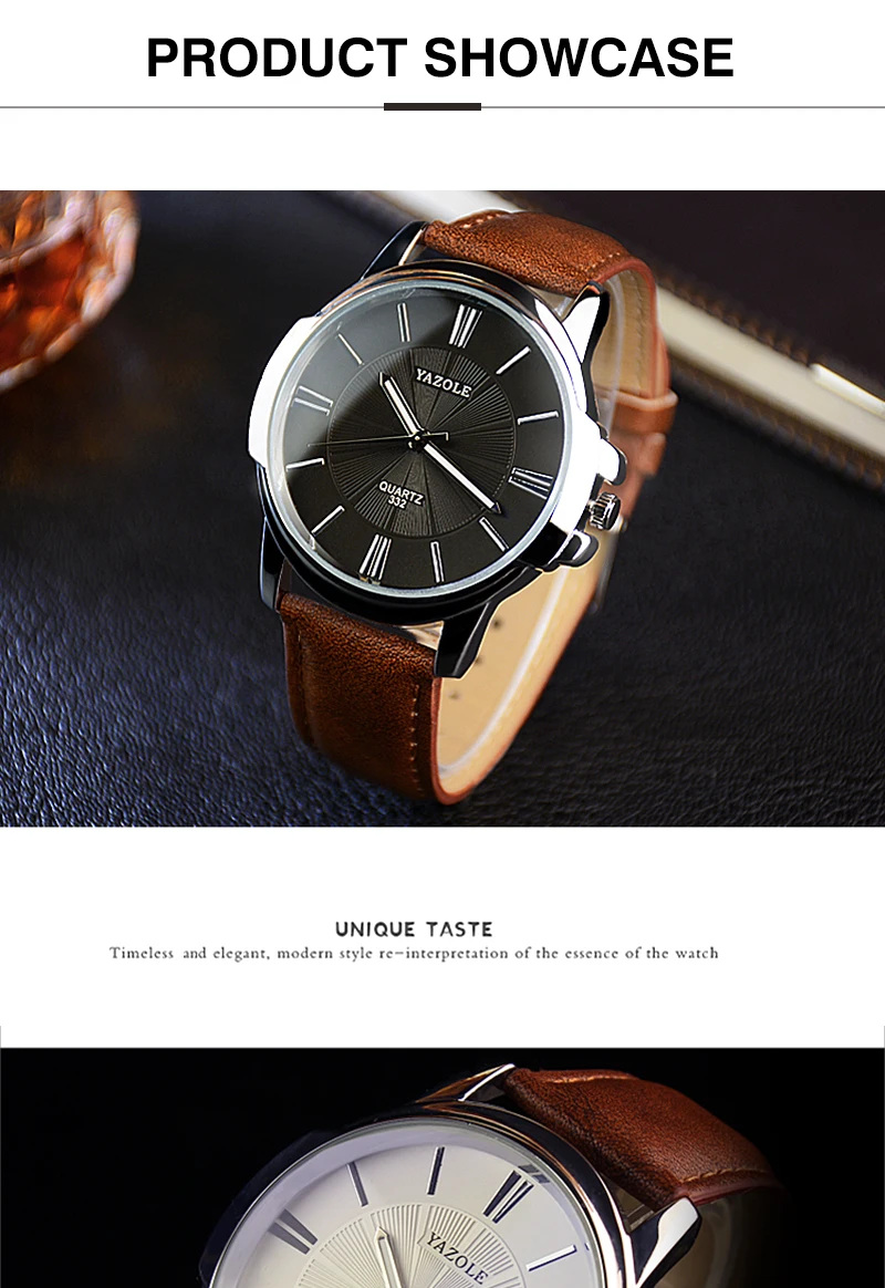Hot YAZOLE Mens Watches Top Brand Luxury Blue Glass Watch Men Wristwatch Waterproof Leather Roman Men's Watch Male Clock relojes