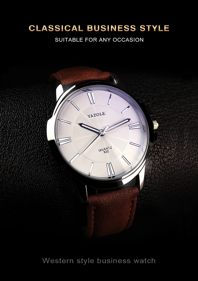 Hot YAZOLE Mens Watches Top Brand Luxury Blue Glass Watch Men Wristwatch Waterproof Leather Roman Men's Watch Male Clock relojes