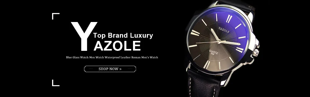Hot YAZOLE Mens Watches Top Brand Luxury Blue Glass Watch Men Wristwatch Waterproof Leather Roman Men's Watch Male Clock relojes