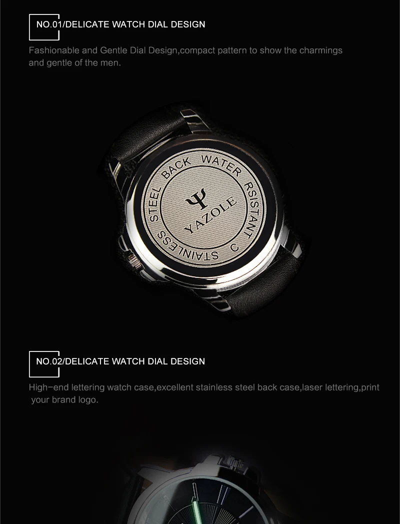 Hot YAZOLE Mens Watches Top Brand Luxury Blue Glass Watch Men Wristwatch Waterproof Leather Roman Men's Watch Male Clock relojes