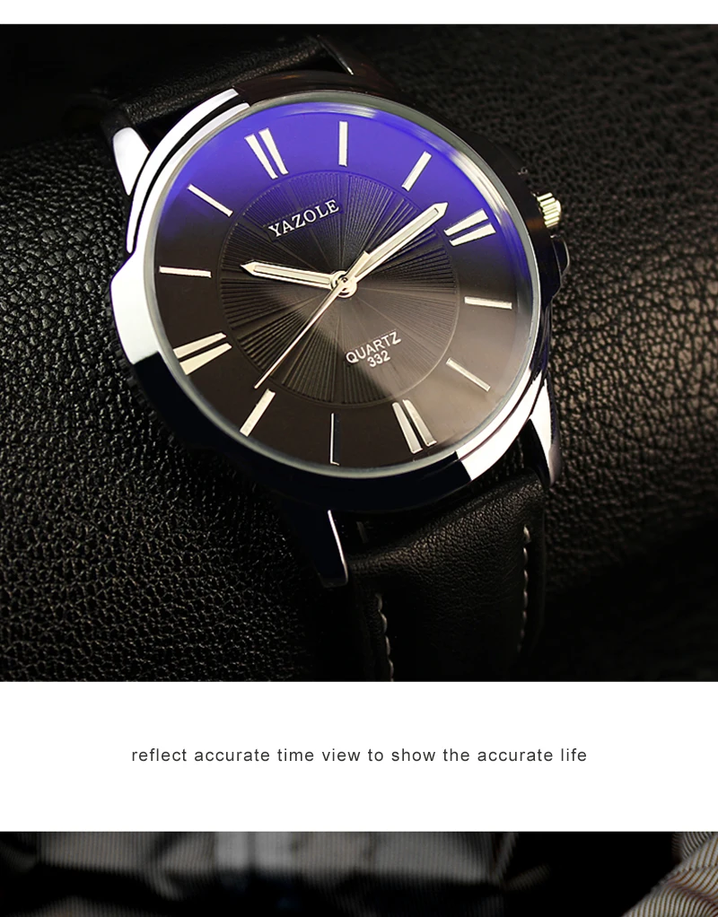 Hot YAZOLE Mens Watches Top Brand Luxury Blue Glass Watch Men Wristwatch Waterproof Leather Roman Men's Watch Male Clock relojes