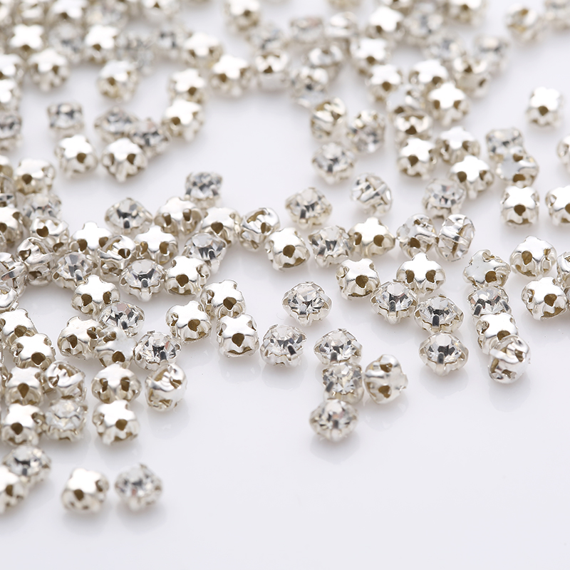 Sell At Loss RESEN Top Quality 3-10mm Sliver Claw Sew On Rhinestones Clear Crystal Color Sliver Base Sewing Stone DIY Decoration