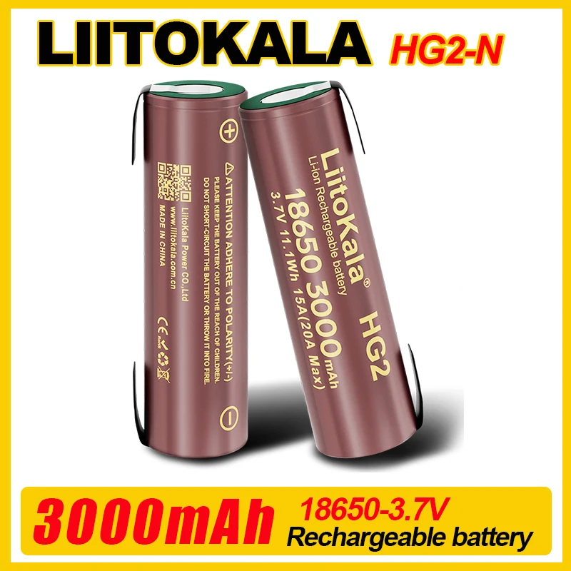 1-24pcs LiitoKala HG2 18650 3000mAh battery 3.6V discharge 20A dedicated High power discharge +DIY Nicke