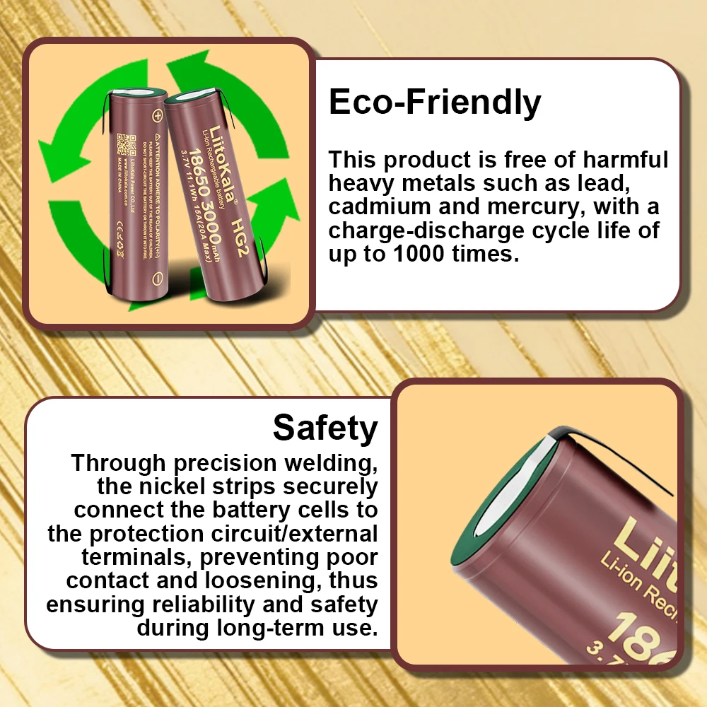 1-24pcs LiitoKala HG2 18650 3000mAh battery 3.6V discharge 20A dedicated High power discharge +DIY Nicke