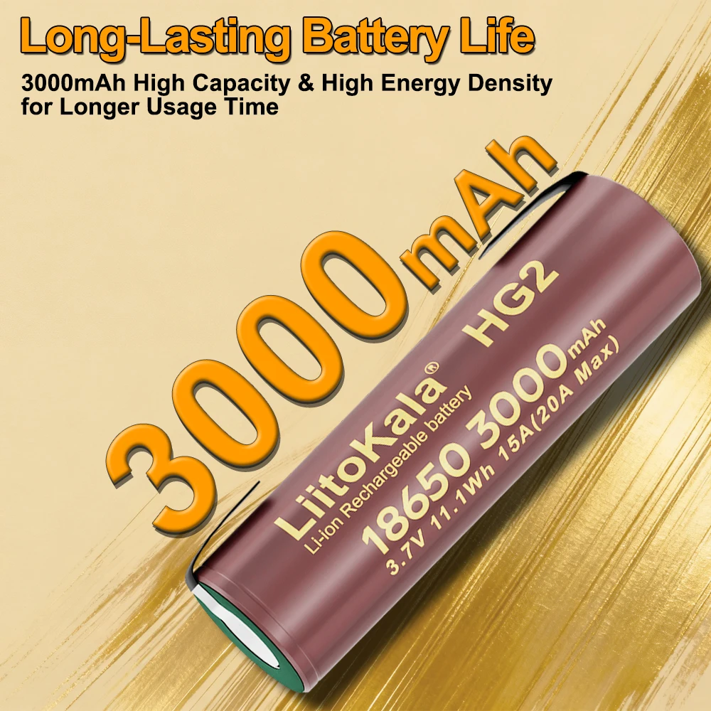 1-24pcs LiitoKala HG2 18650 3000mAh battery 3.6V discharge 20A dedicated High power discharge +DIY Nicke