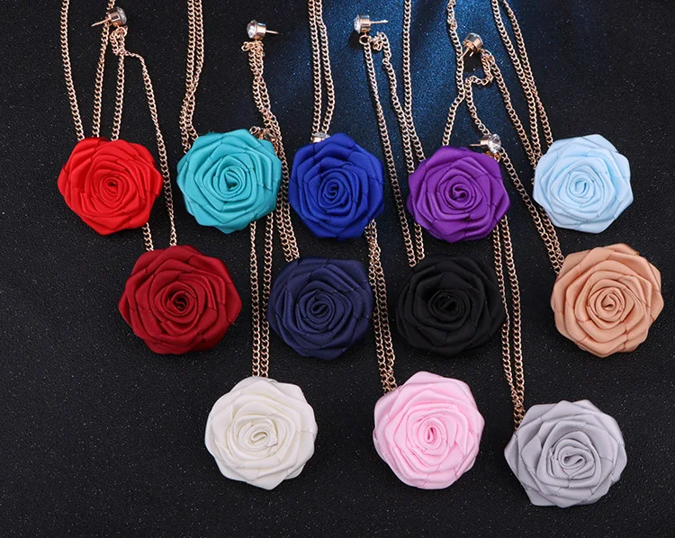 Korean Bridegroom Wedding Brooches Cloth Art Hand-made Rose Flower Brooch Lapel Pin Badge Tassel Chain Men's Suit Accessories