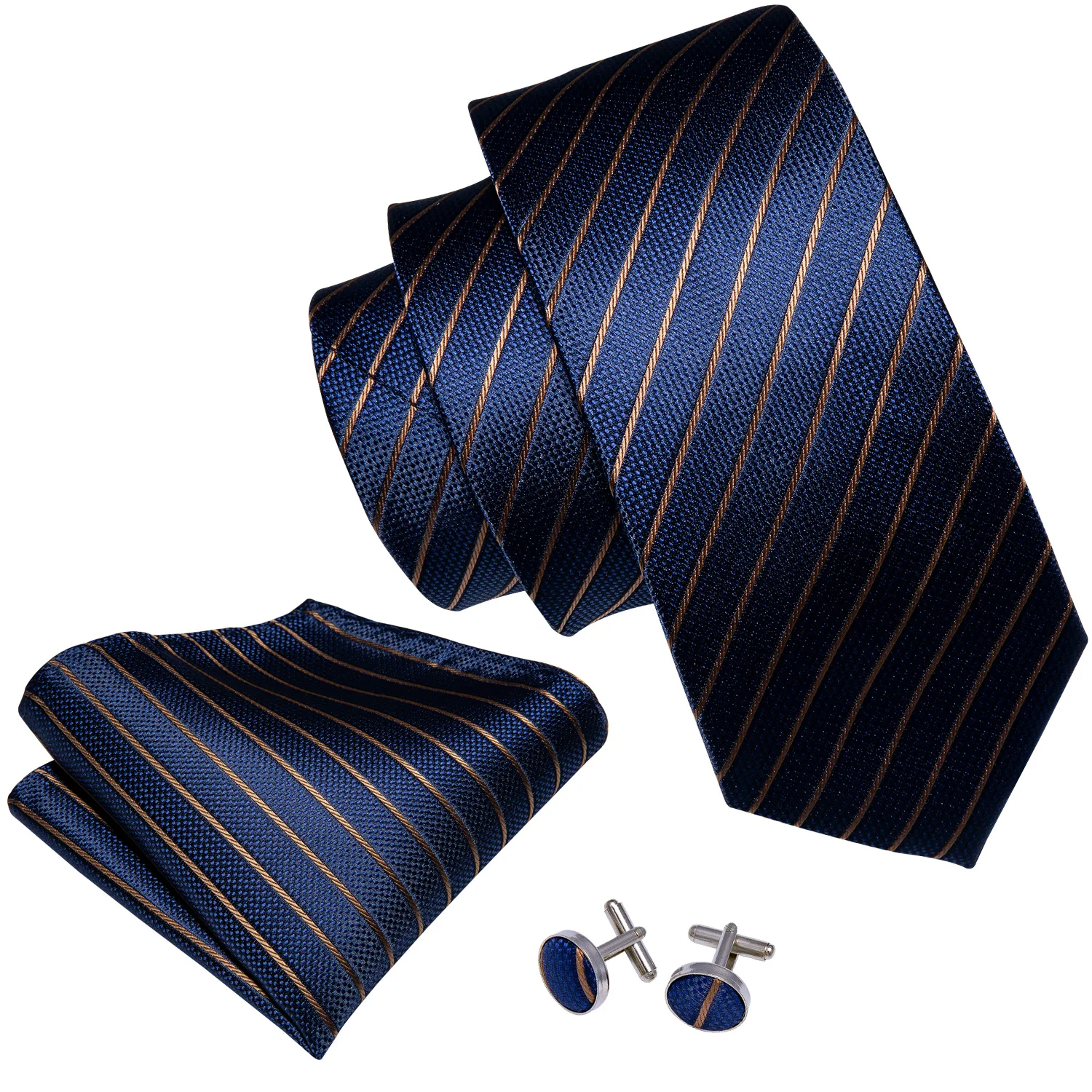 Men Tie Gold Navy Blue Striped Tie 3.4" Jacquard Party Wedding Woven Fashion Designers Necktie For Men silk Business