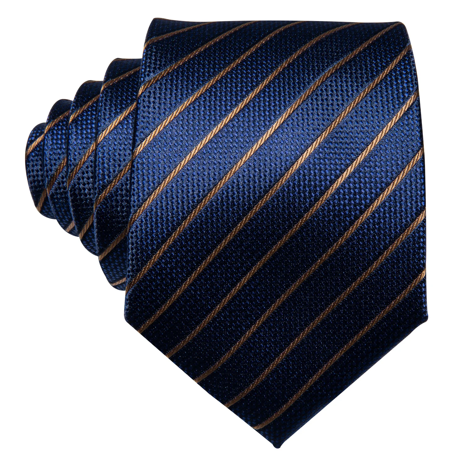 Men Tie Gold Navy Blue Striped Tie 3.4" Jacquard Party Wedding Woven Fashion Designers Necktie For Men silk Business