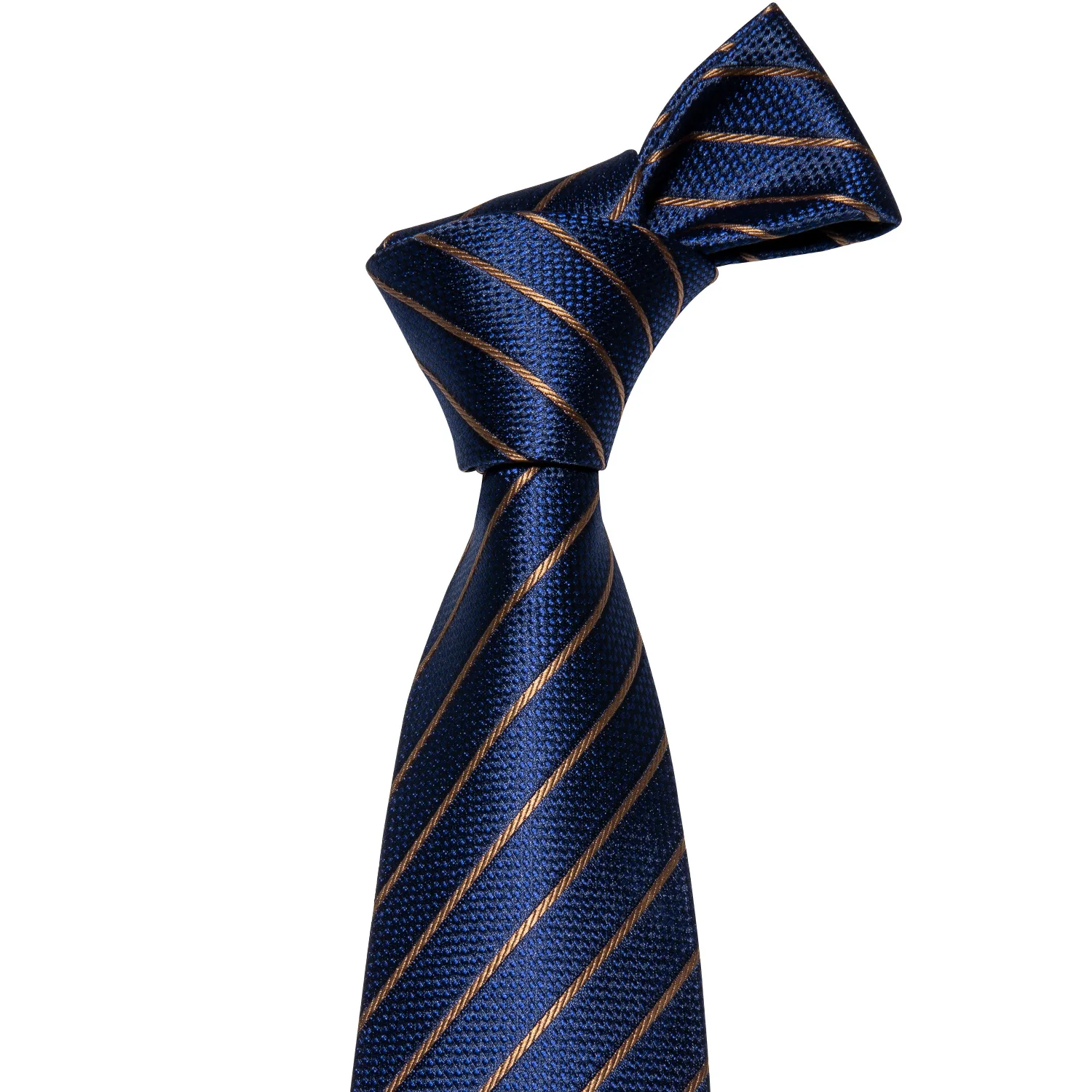 Men Tie Gold Navy Blue Striped Tie 3.4" Jacquard Party Wedding Woven Fashion Designers Necktie For Men silk Business