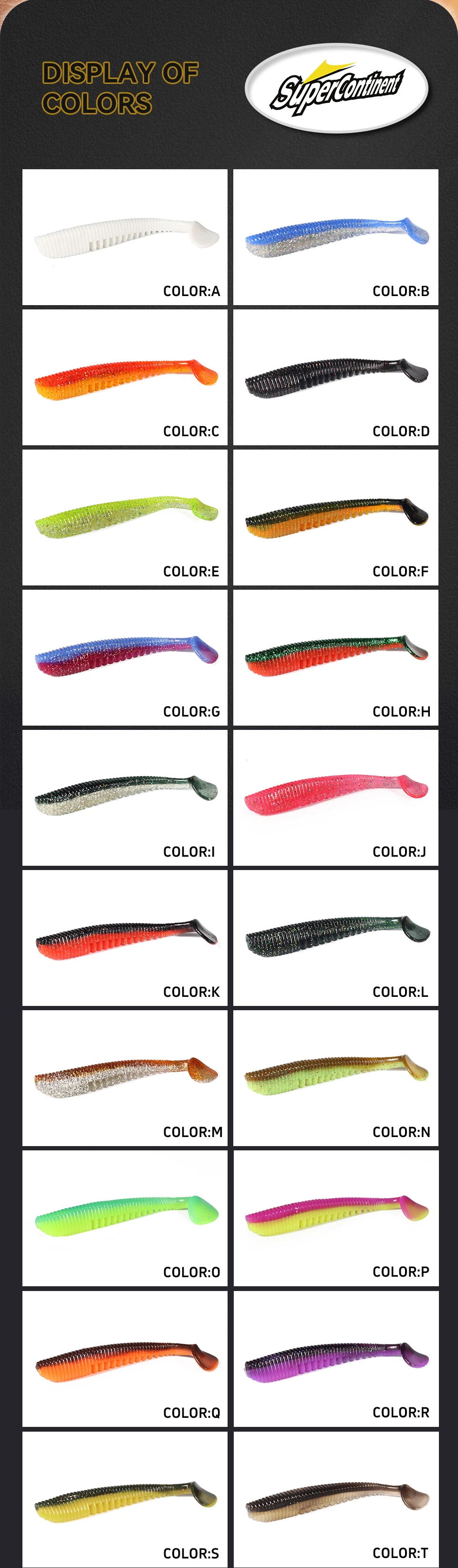 Supercontinent Fishing Lures 5cm 8cm 9.5cm 11cm Artificial Baits Wobblers Soft Lures Shad Carp Silicone Fishing Baits