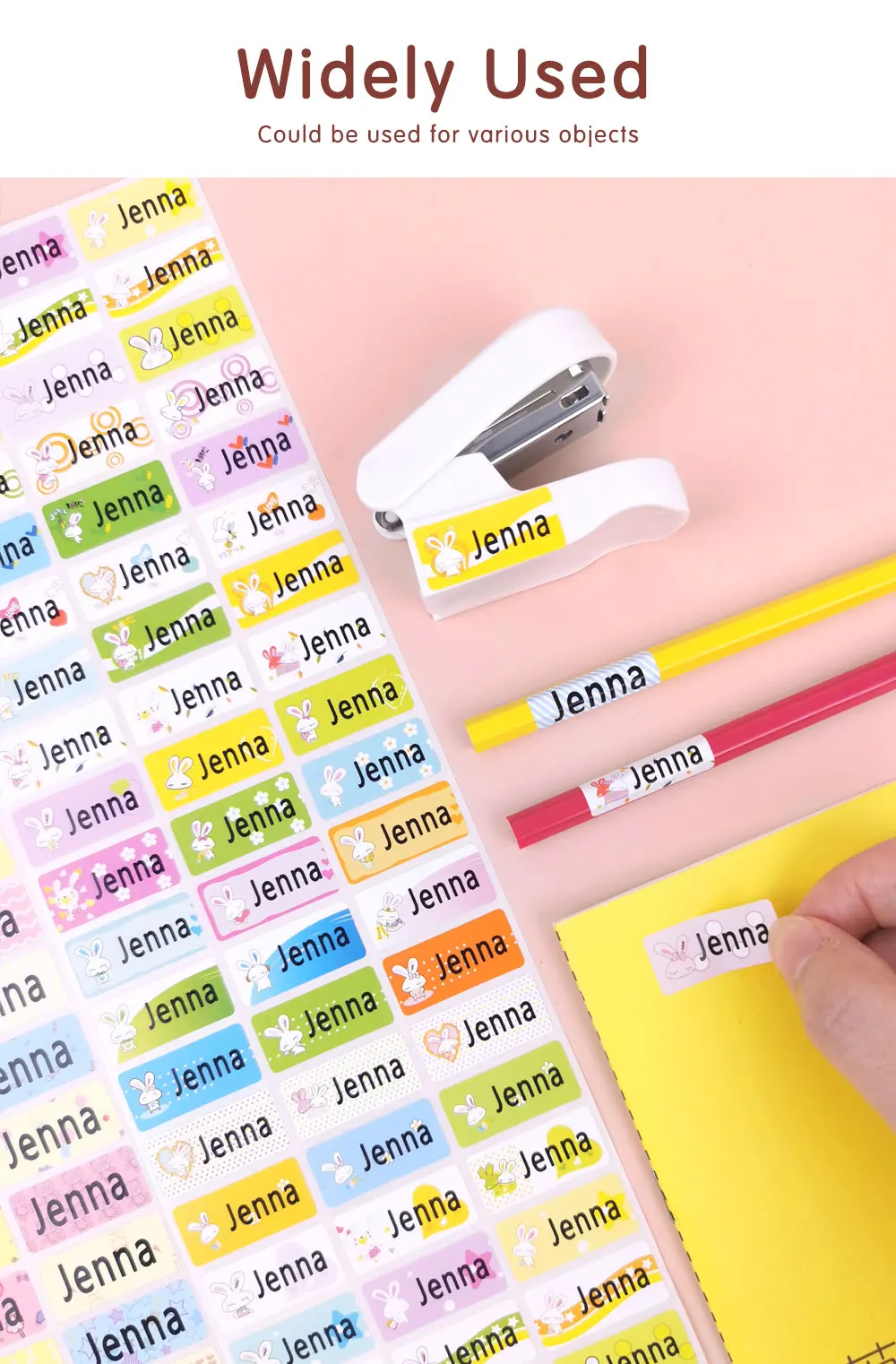Custom Hebrew Waterproof Self-adhesive Baby Name Sticker Personalized Kids School Label Kindergarten Stationery Tag