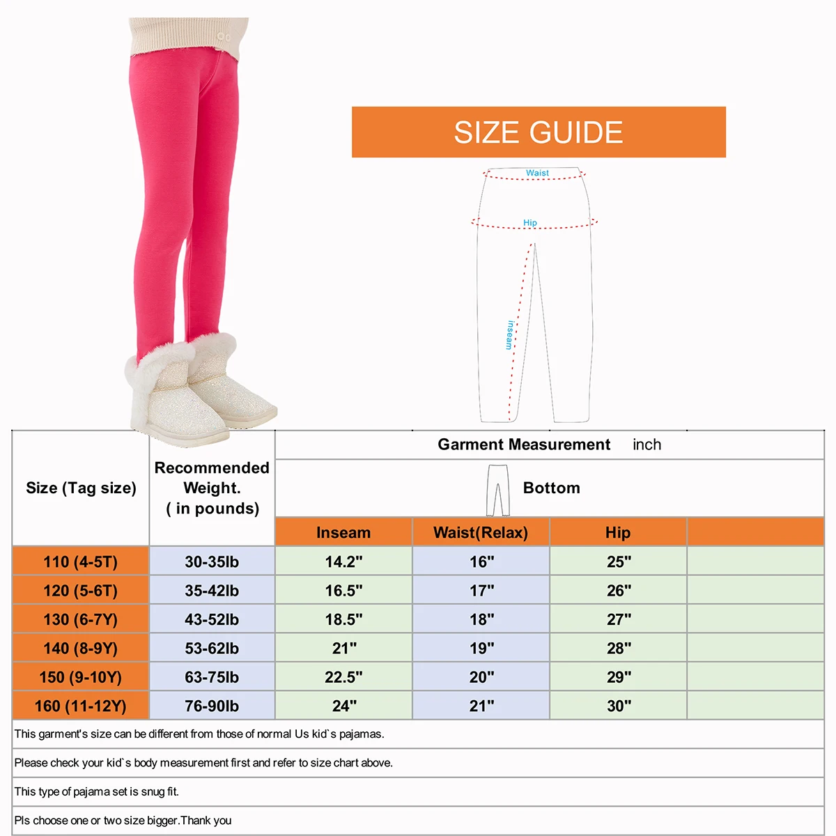 SheeCute Girls Winter Warm Pants Kids Fleece Lined Leggings for 3-11 Years SCW7101