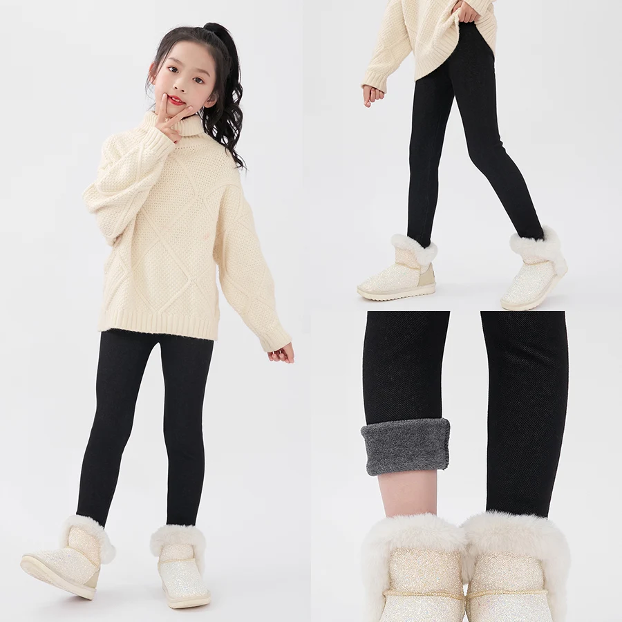 SheeCute Girls Winter Warm Pants Kids Fleece Lined Leggings for 3-11 Years SCW7101