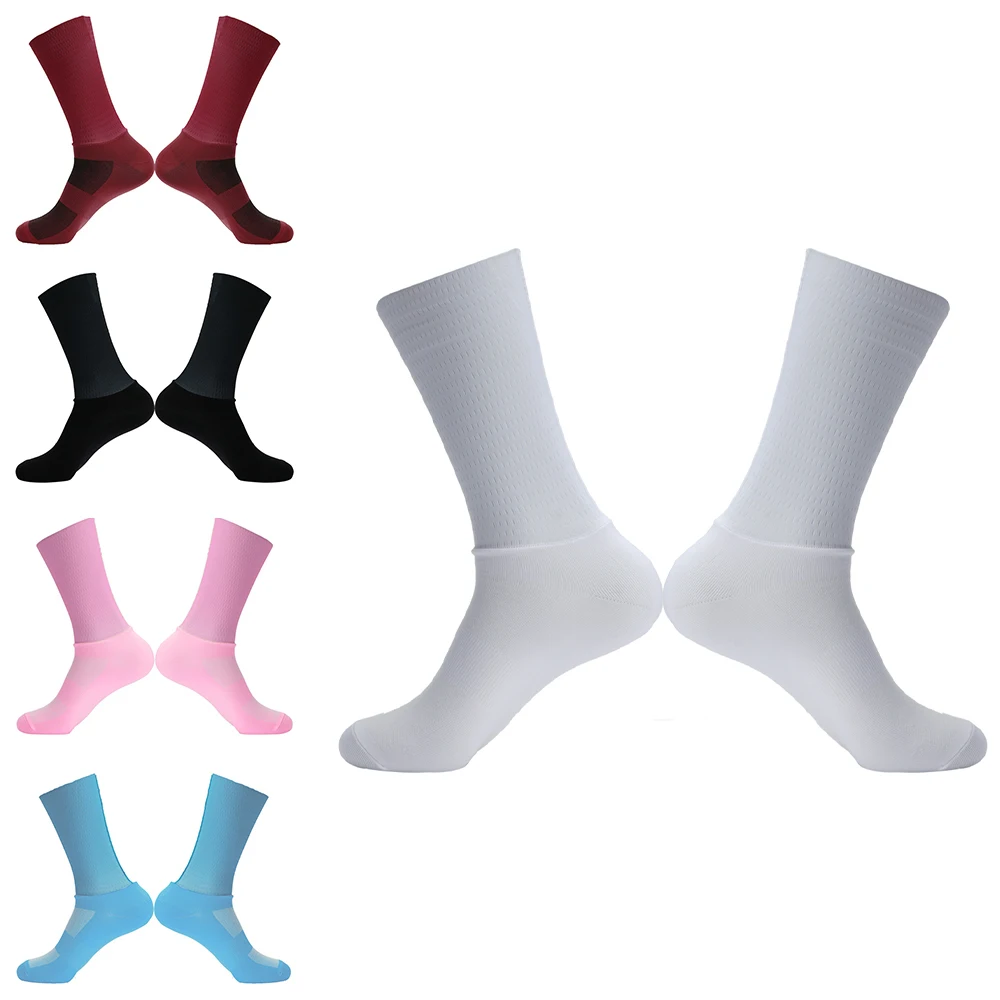 New Summer Aero Bike Team Cycling Socks Silica Gel Non-slip Breathable Pro Racing Sports Socks Men Women Calcetines Ciclismo