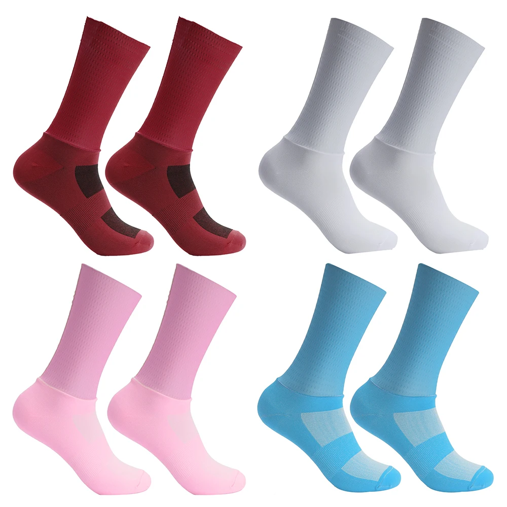 New Summer Aero Bike Team Cycling Socks Silica Gel Non-slip Breathable Pro Racing Sports Socks Men Women Calcetines Ciclismo