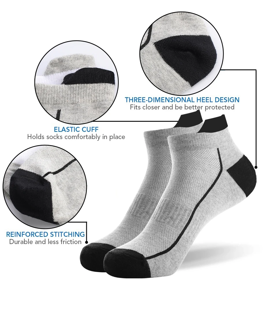 5 Pairs organic cotton men socks thin knit mesh ankle socks summer fitness breathable quick dry short sock for cycling Plus size