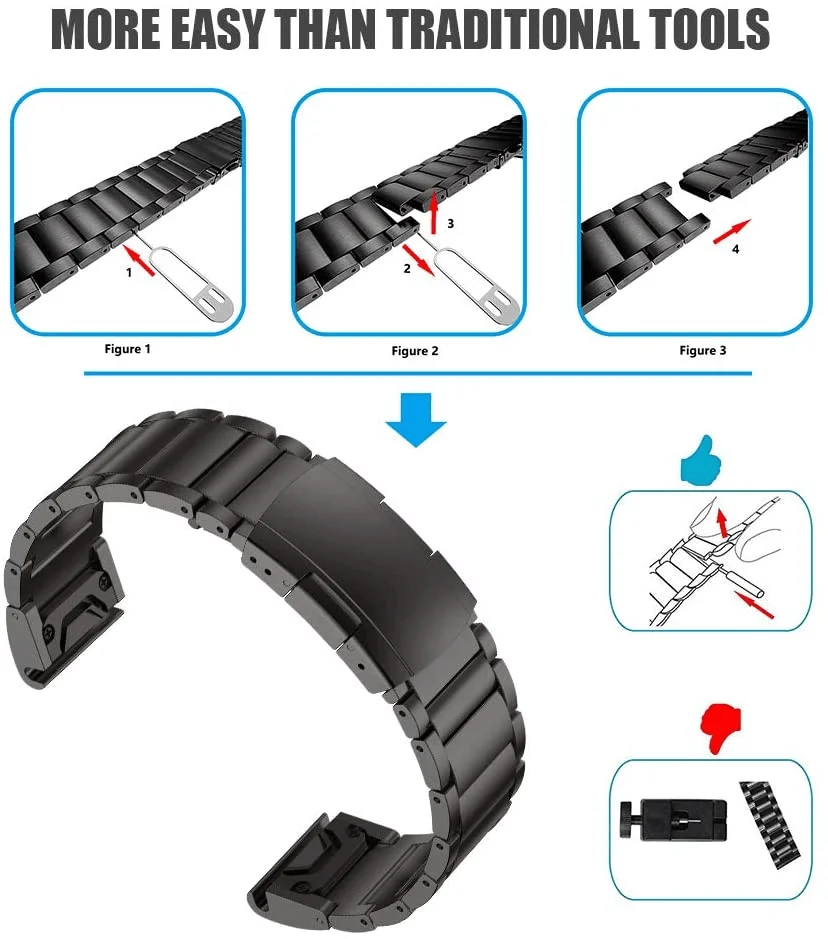 22 26mm Titanium Alloy Band for Garmin Fenix 6X Pro/6X/5X/5X Plus/7X Watchband for Tactix 7/Descent MK2/Instinct 1/2 Bracelet