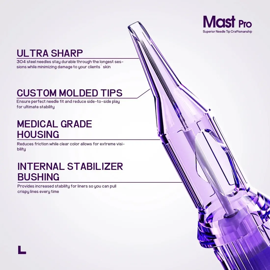 MAST Pro Tattoo Needles Cartridge Round Liner 7mm Taper Precise Sharp Ink Flow Suitable for Tattoo or Permanent Makeup (PMU)Work