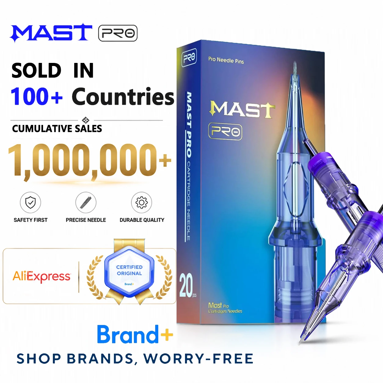 MAST Pro Tattoo Needles Cartridge Round Liner 7mm Taper Precise Sharp Ink Flow Suitable for Tattoo or Permanent Makeup (PMU)Work