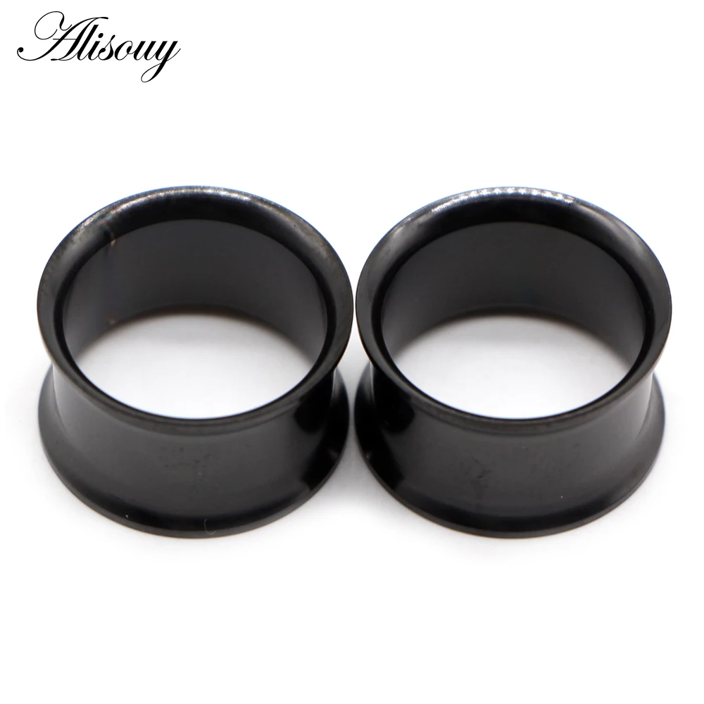 Alisouy 2pcs Ear Plug Kit Surgical Steel No-Screw Fit Ear Gauges Tunnel Expander Body Piercing Flare Earrings Plugs Stretching